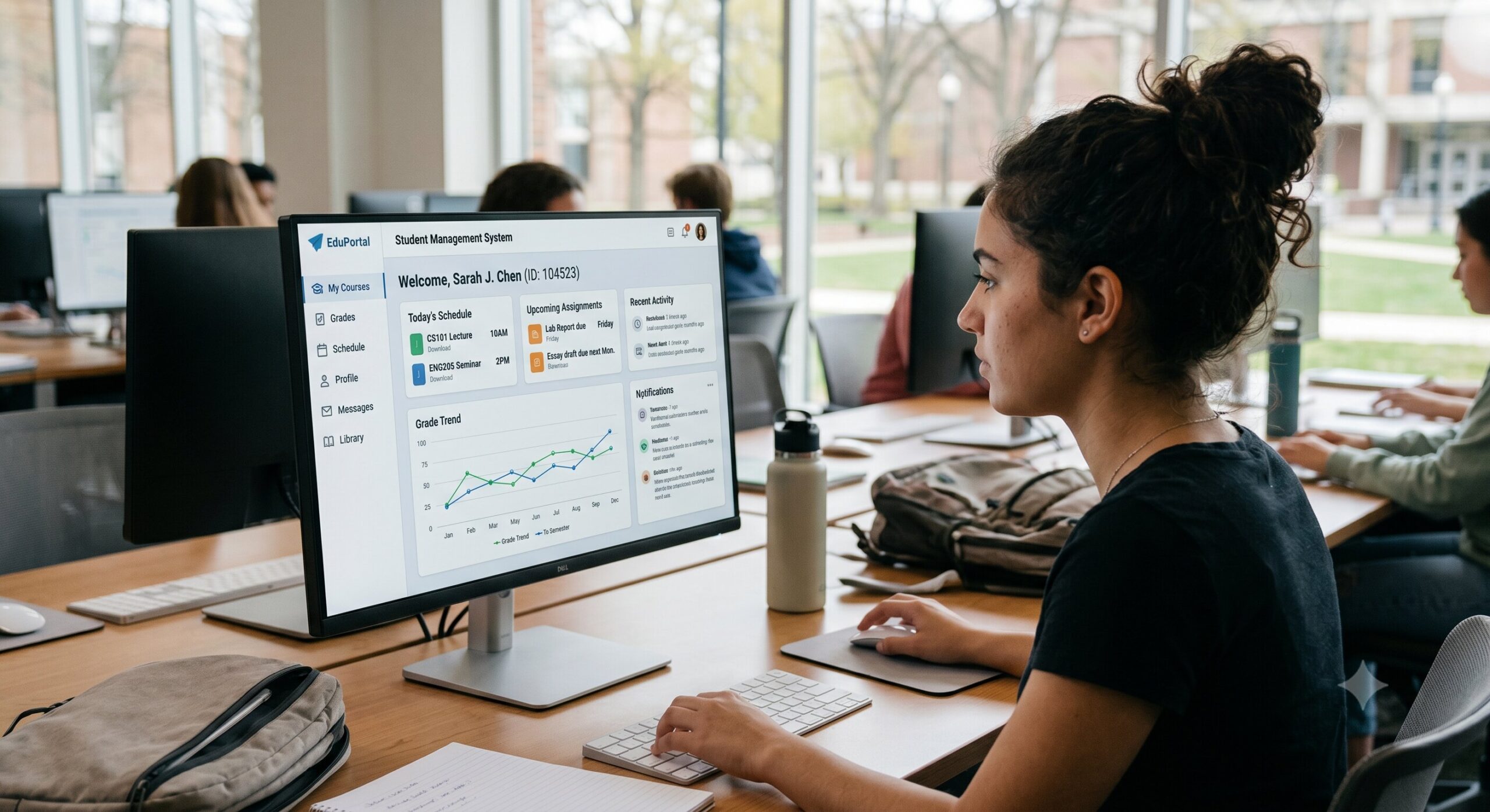 Interactive Dashboard of a Student Management System Software